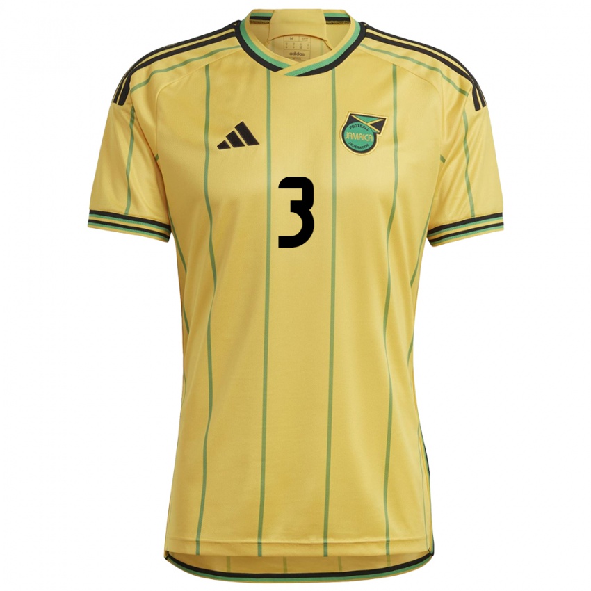 Hombre Camiseta Jamaica Melissa Johnson #3 Amarillo 1ª Equipación 24-26 La Camisa