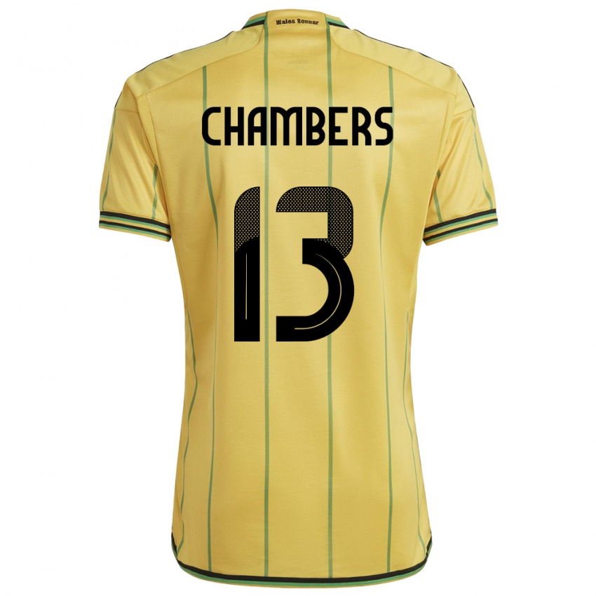 Hombre Camiseta Jamaica Chris-Ann Chambers #13 Amarillo 1ª Equipación 24-26 La Camisa