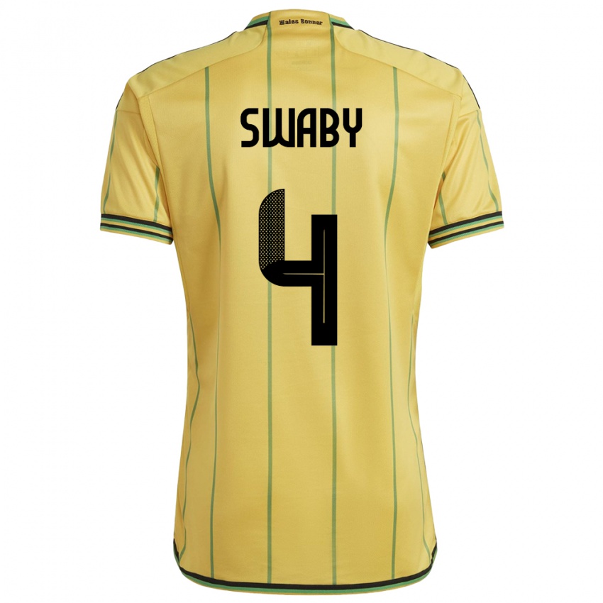 Hombre Camiseta Jamaica Chantelle Swaby #4 Amarillo 1ª Equipación 24-26 La Camisa