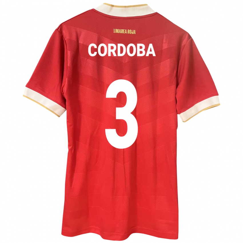 Hombre Camiseta Panamá José Córdoba #3 Rojo 1ª Equipación 24-26 La Camisa