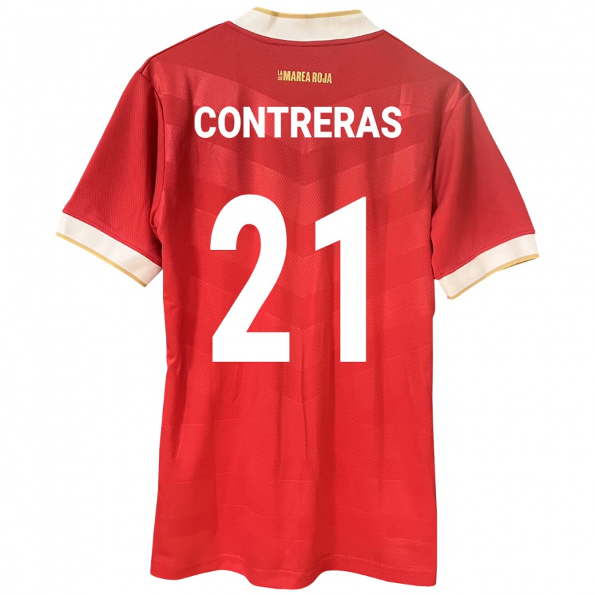 Hombre Camiseta Panamá Davis Contreras #21 Rojo 1ª Equipación 24-26 La Camisa