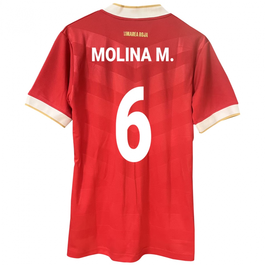 Hombre Camiseta Panamá Mariana Molina #6 Rojo 1ª Equipación 24-26 La Camisa