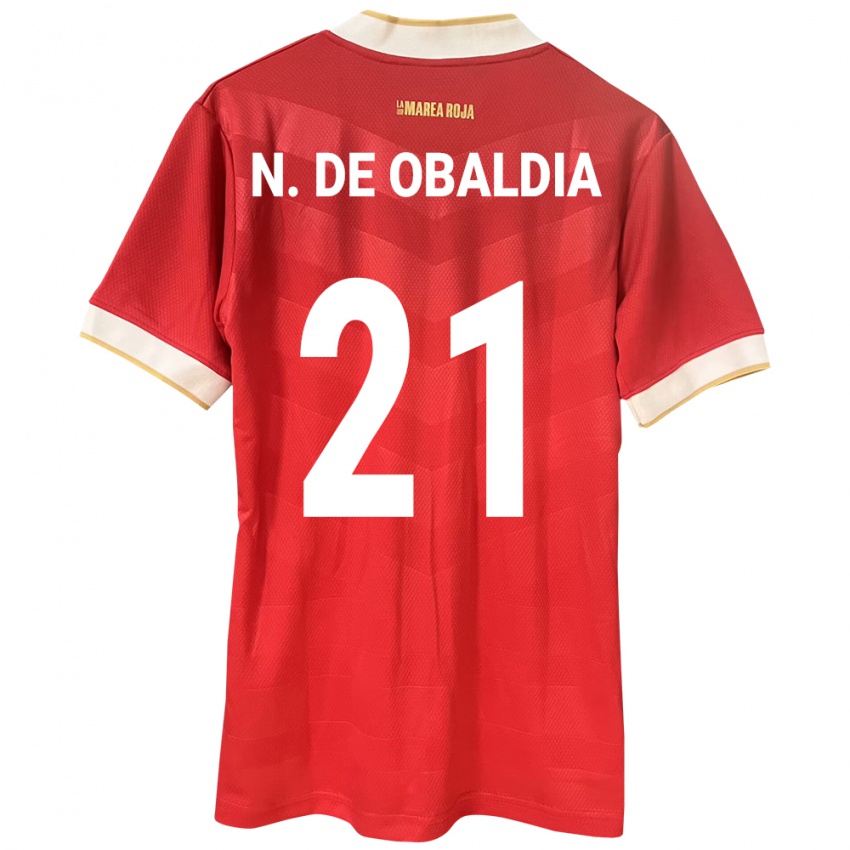 Hombre Camiseta Panamá Nicole De Obaldía #21 Rojo 1ª Equipación 24-26 La Camisa