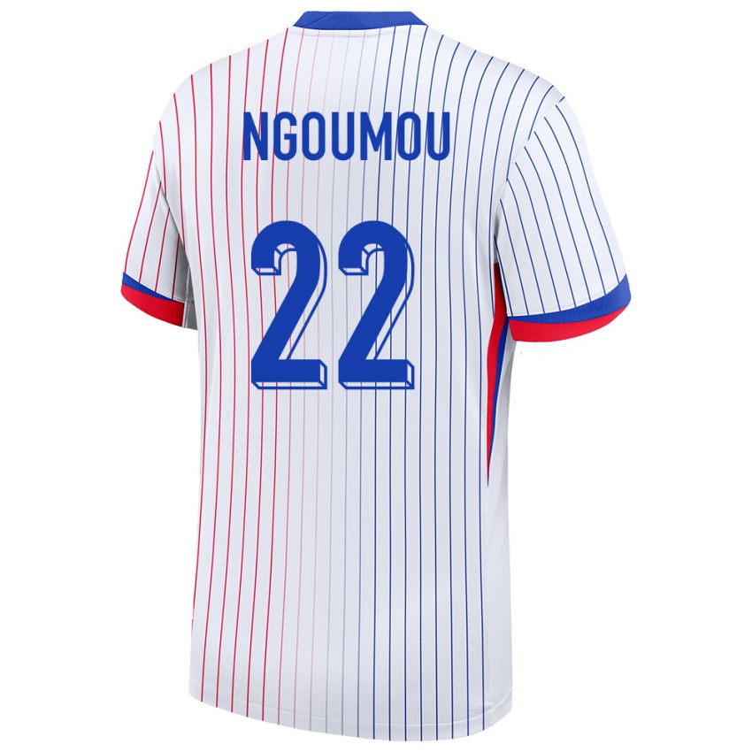 Hombre Camiseta Francia Nathan Ngoumou #22 Blanco 2ª Equipación 24-26 La Camisa