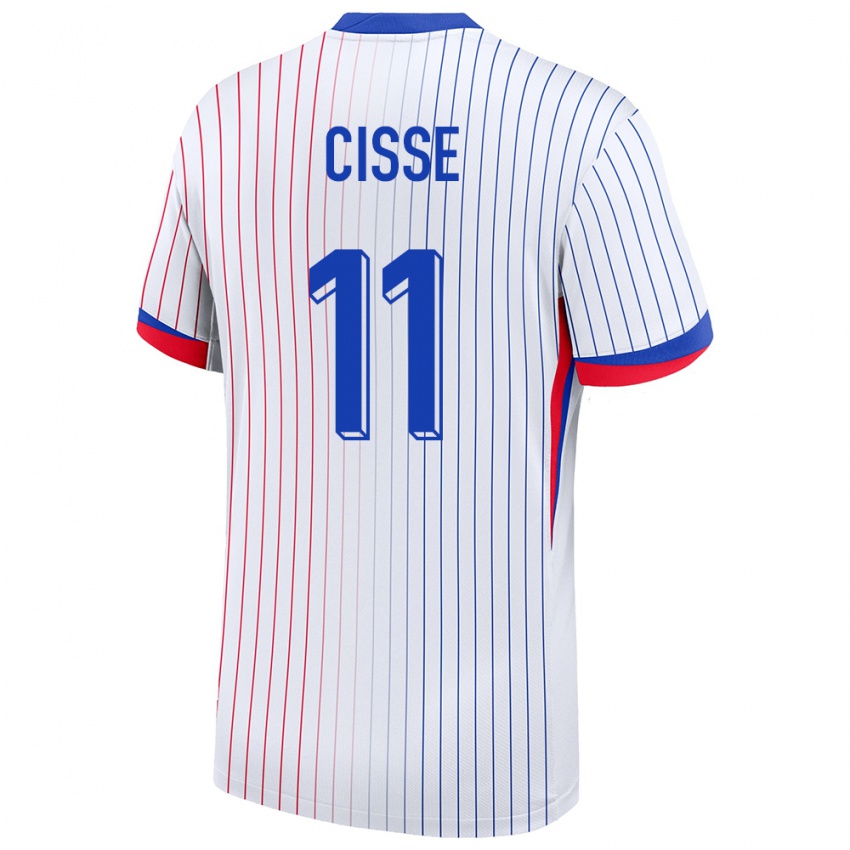 Hombre Camiseta Francia Lamine Cisse #11 Blanco 2ª Equipación 24-26 La Camisa