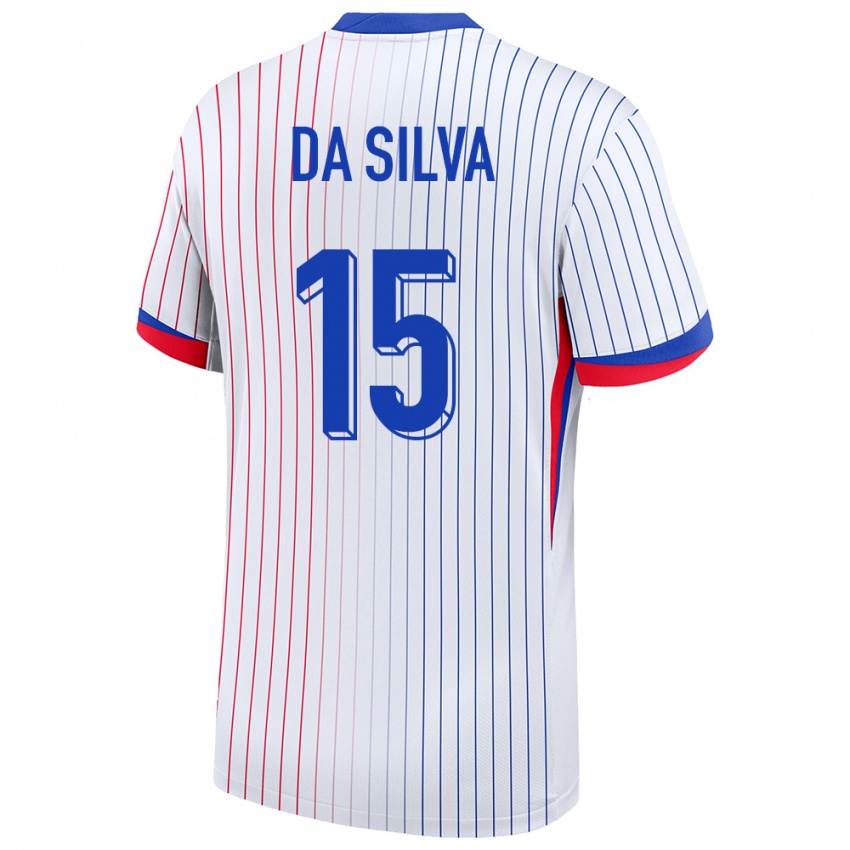 Hombre Camiseta Francia Florent Da Silva #15 Blanco 2ª Equipación 24-26 La Camisa