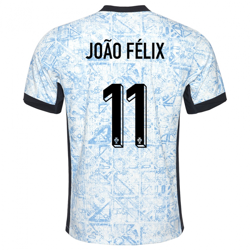 Hombre Camiseta Portugal Joao Felix #11 Crema Azul 2ª Equipación 24-26 La Camisa
