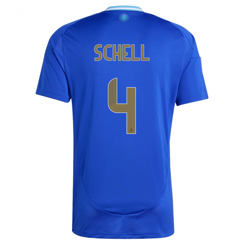 Hombre Camiseta Argentina Sofia Schell #4 Azul 2ª Equipación 24-26 La Camisa