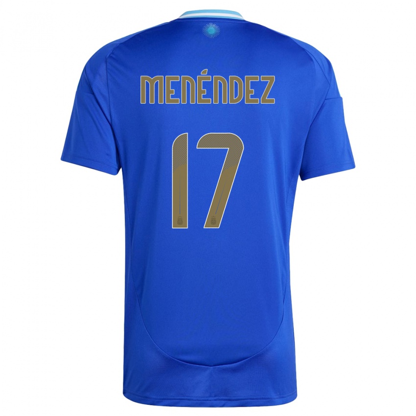 Hombre Camiseta Argentina Milagros Menendez #17 Azul 2ª Equipación 24-26 La Camisa