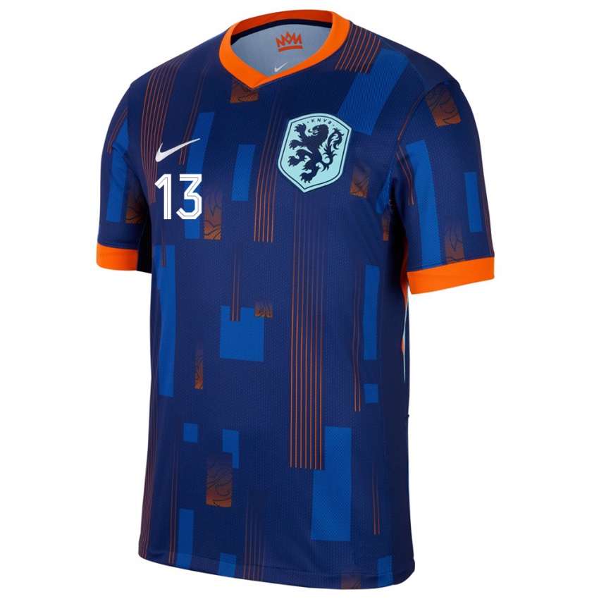 Hombre Camiseta Países Bajos Jasper Cillessen #13 Azul 2ª Equipación 24-26 La Camisa