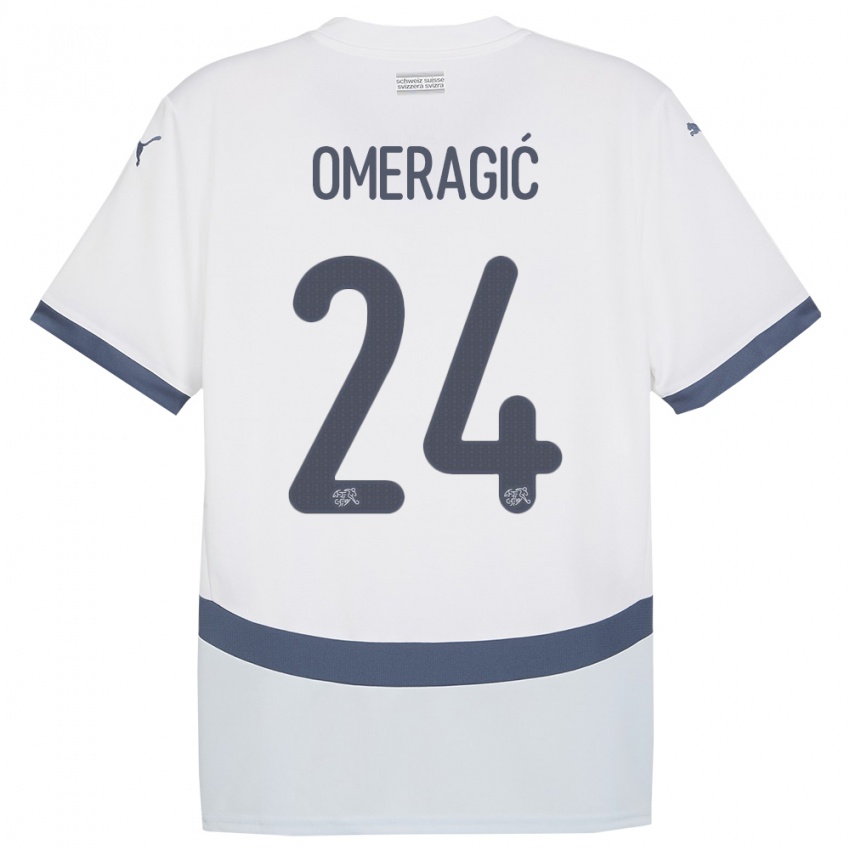 Hombre Camiseta Suiza Becir Omeragic #24 Blanco 2ª Equipación 24-26 La Camisa