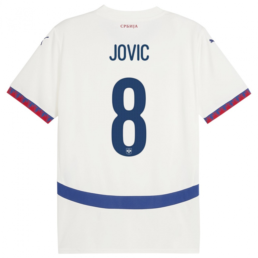 Hombre Camiseta Serbia Luka Jovic #8 Blanco 2ª Equipación 24-26 La Camisa