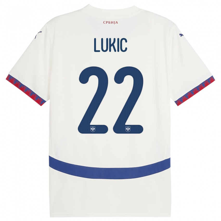 Hombre Camiseta Serbia Sasa Lukic #22 Blanco 2ª Equipación 24-26 La Camisa