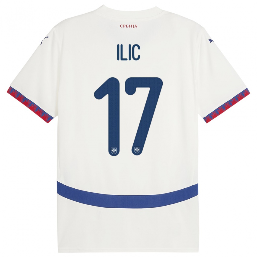 Hombre Camiseta Serbia Ivan Ilic #17 Blanco 2ª Equipación 24-26 La Camisa