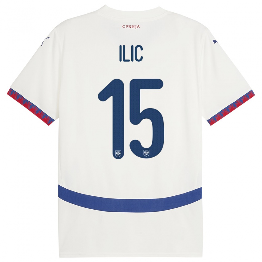 Hombre Camiseta Serbia Mihajlo Ilic #15 Blanco 2ª Equipación 24-26 La Camisa