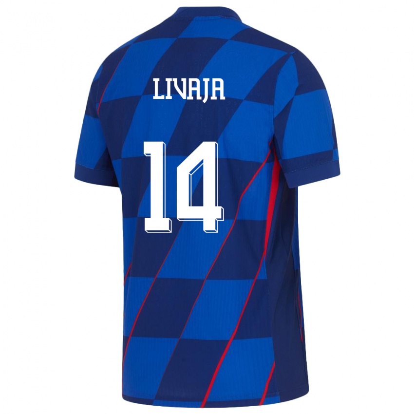 Hombre Camiseta Croacia Marko Livaja #14 Azul 2ª Equipación 24-26 La Camisa