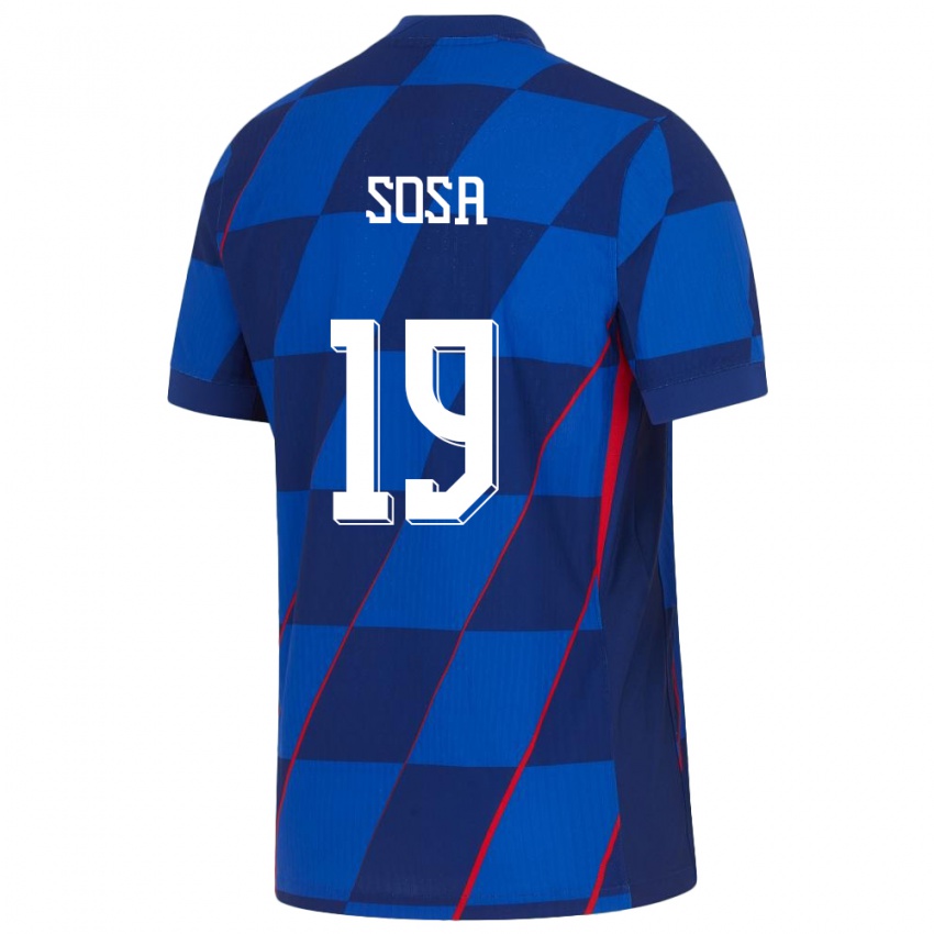 Hombre Camiseta Croacia Borna Sosa #19 Azul 2ª Equipación 24-26 La Camisa