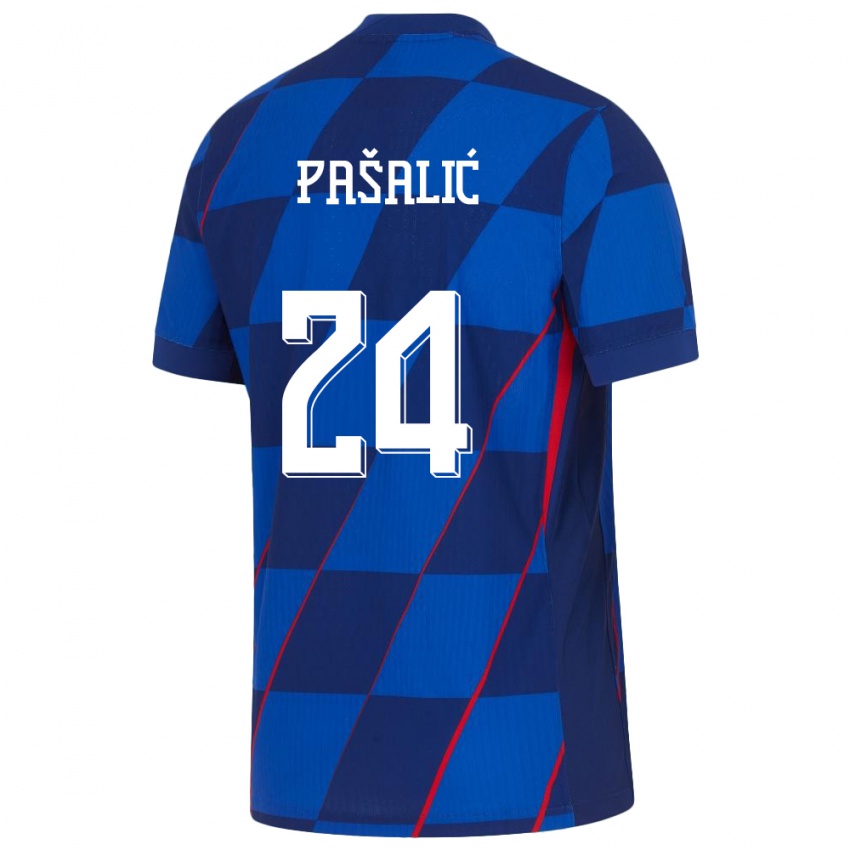 Hombre Camiseta Croacia Marco Pasalic #24 Azul 2ª Equipación 24-26 La Camisa