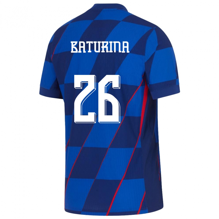 Hombre Camiseta Croacia Martin Baturina #26 Azul 2ª Equipación 24-26 La Camisa