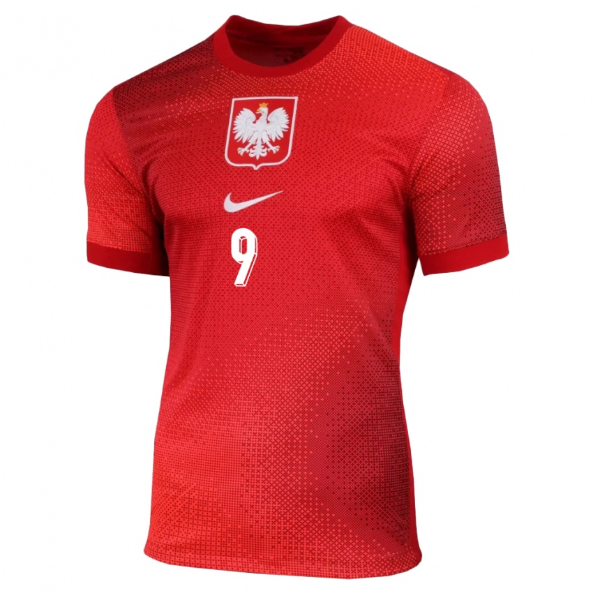 Hombre Camiseta Polonia Robert Lewandowski #9 Rojo 2ª Equipación 24-26 La Camisa