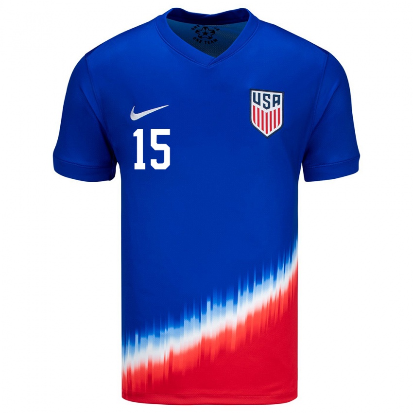 Hombre Camiseta Estados Unidos Diego Luna #15 Azul 2ª Equipación 24-26 La Camisa