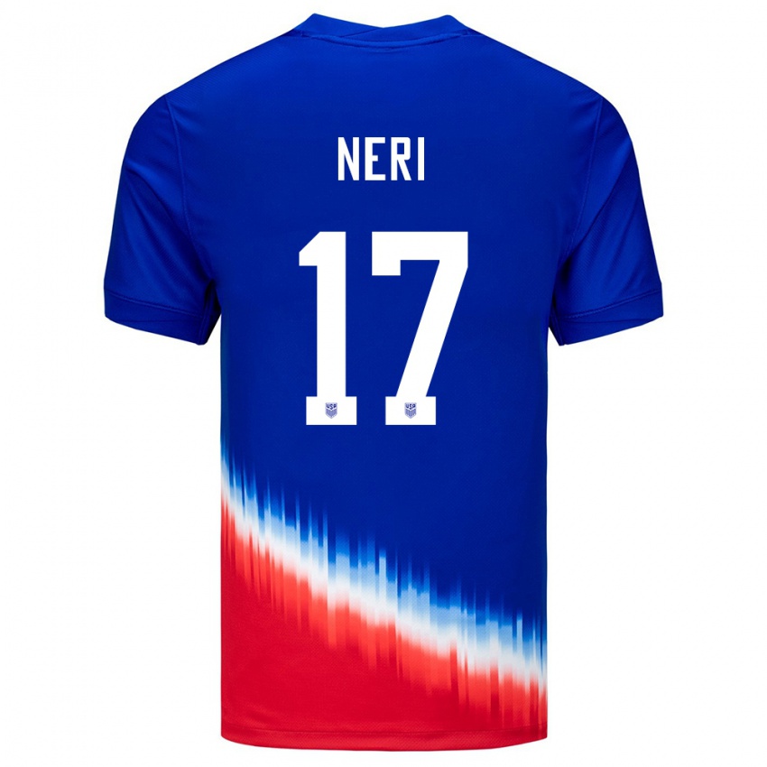 Hombre Camiseta Estados Unidos Rodrigo Neri #17 Azul 2ª Equipación 24-26 La Camisa