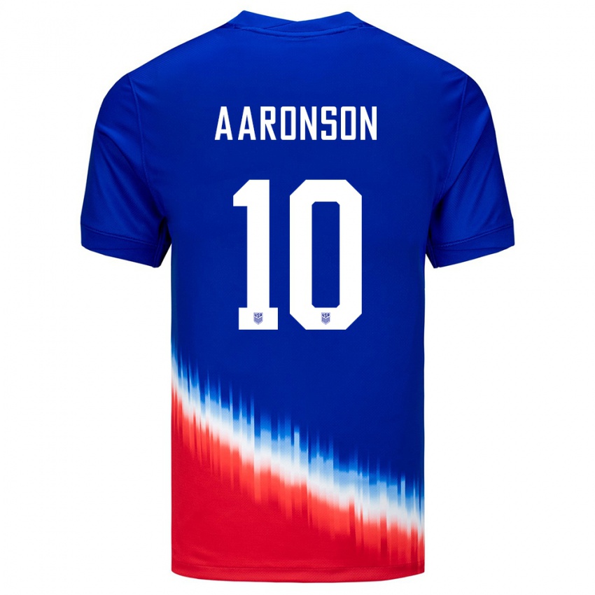 Hombre Camiseta Estados Unidos Paxten Aaronson #10 Azul 2ª Equipación 24-26 La Camisa