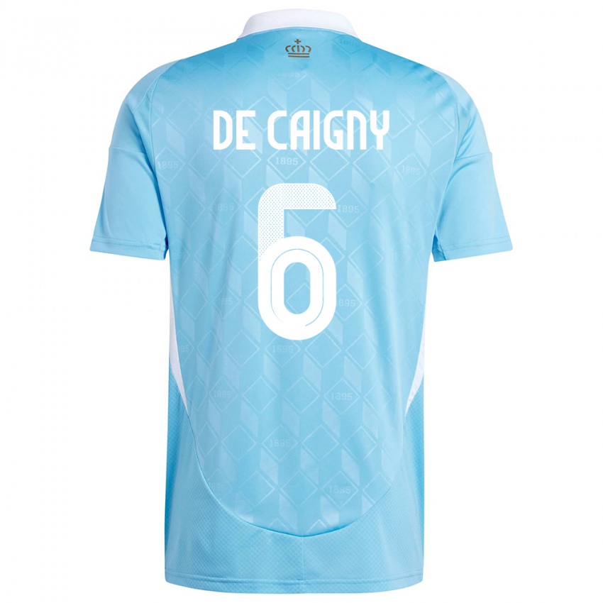 Hombre Camiseta Bélgica Tine De Caigny #6 Azul 2ª Equipación 24-26 La Camisa
