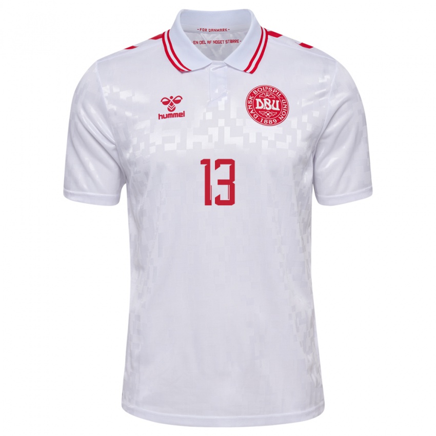 Hombre Camiseta Dinamarca Oliver Provstgaard #13 Blanco 2ª Equipación 24-26 La Camisa