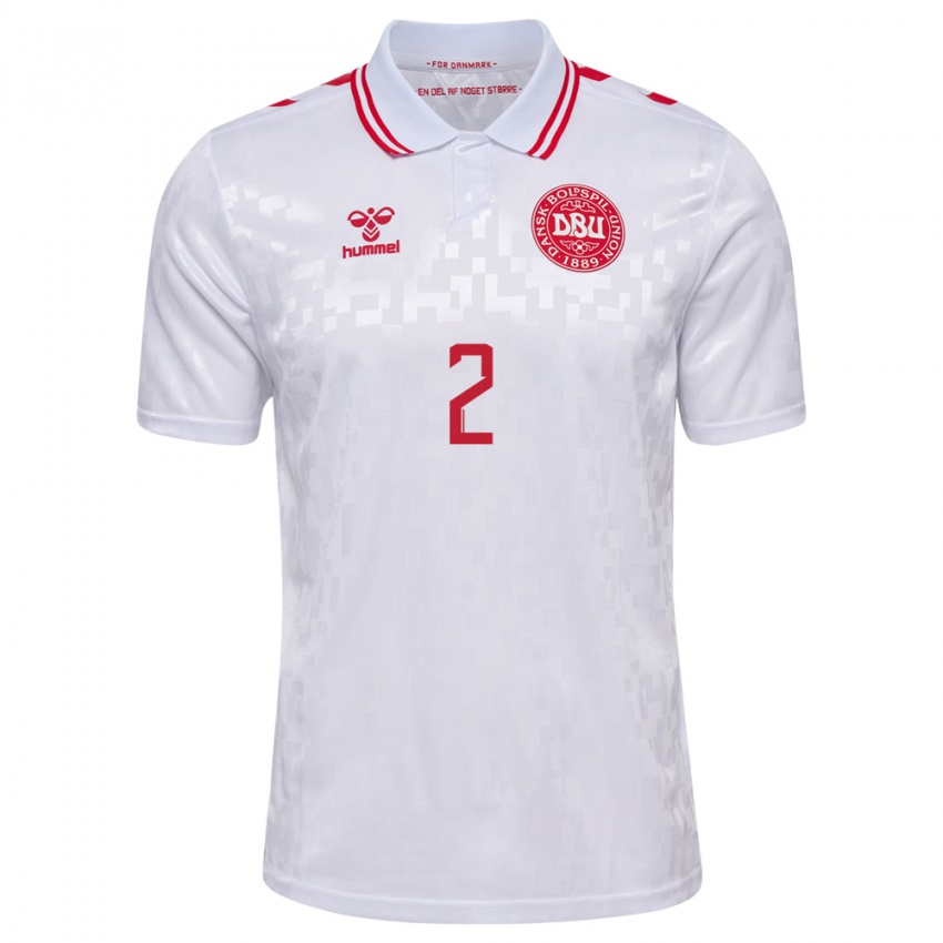 Hombre Camiseta Dinamarca Oliver Svendsen #2 Blanco 2ª Equipación 24-26 La Camisa