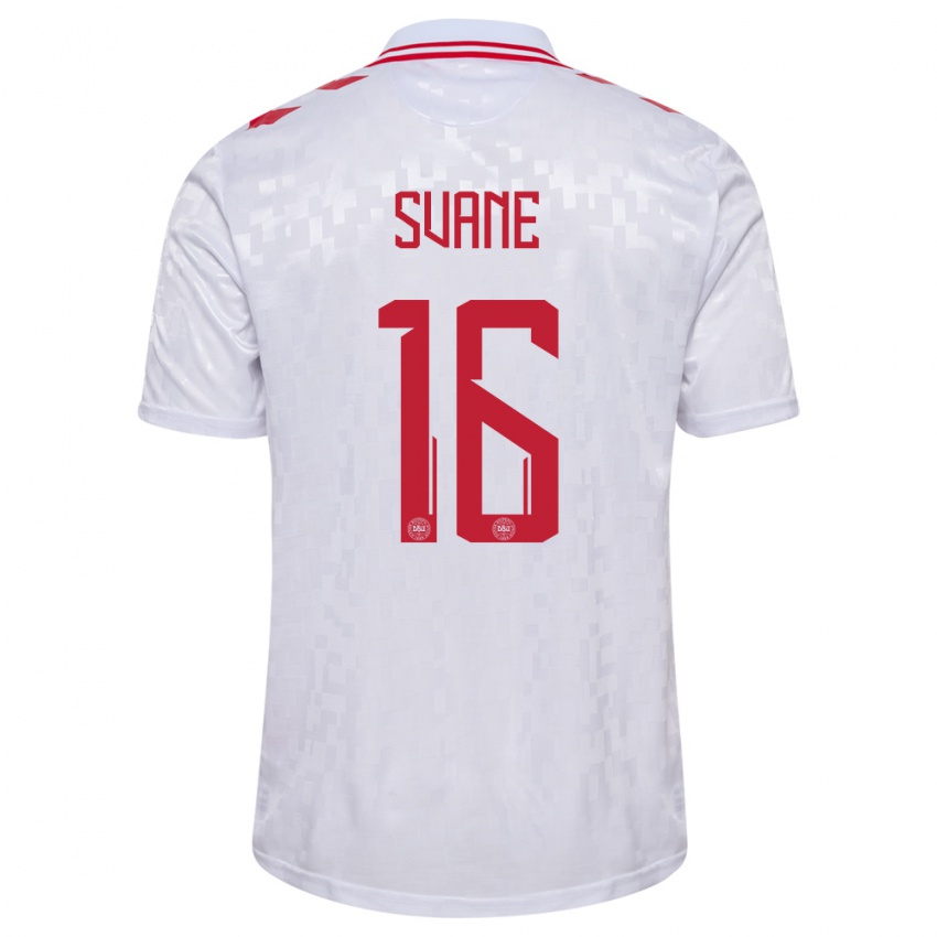 Hombre Camiseta Dinamarca Katrine Svane #16 Blanco 2ª Equipación 24-26 La Camisa