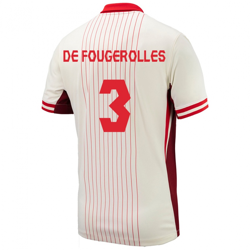 Hombre Camiseta Canadá Luc De Fougerolles #3 Blanco 2ª Equipación 24-26 La Camisa