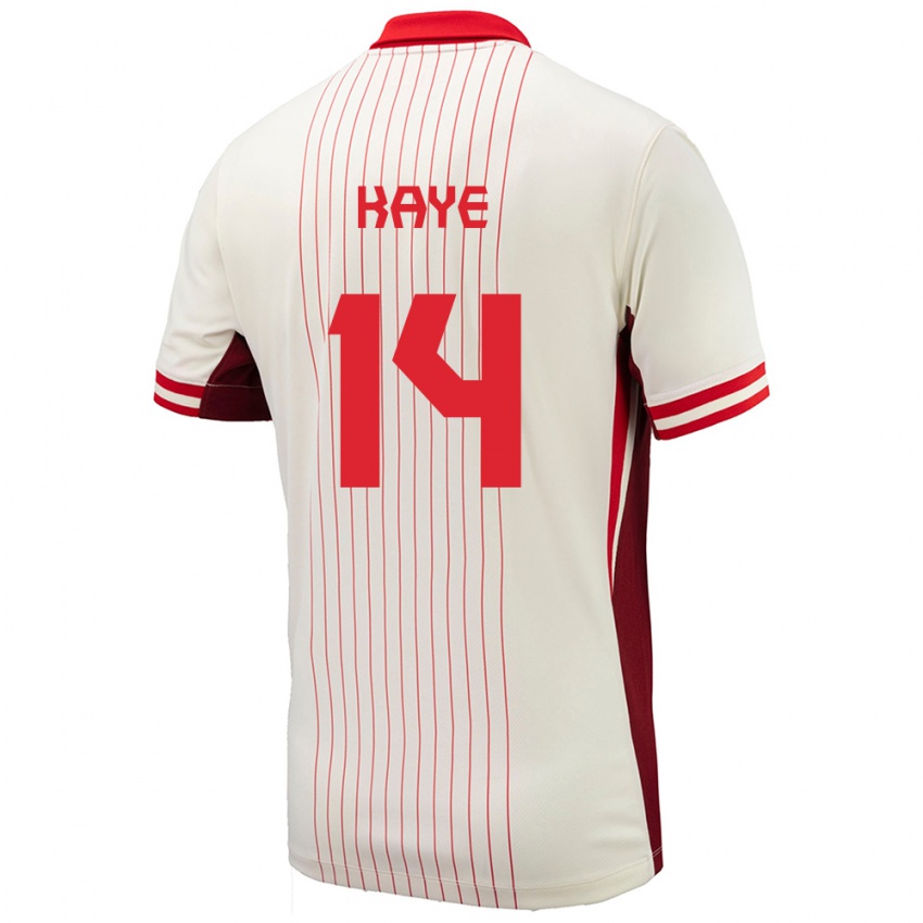 Hombre Camiseta Canadá Mark Anthony Kaye #14 Blanco 2ª Equipación 24-26 La Camisa