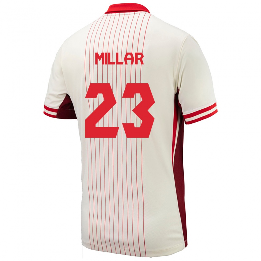 Hombre Camiseta Canadá Liam Millar #23 Blanco 2ª Equipación 24-26 La Camisa