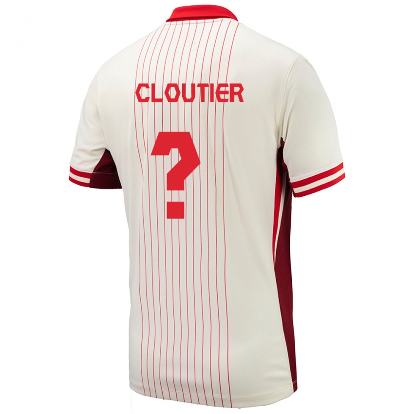 Hombre Camiseta Canadá Loic Cloutier #0 Blanco 2ª Equipación 24-26 La Camisa