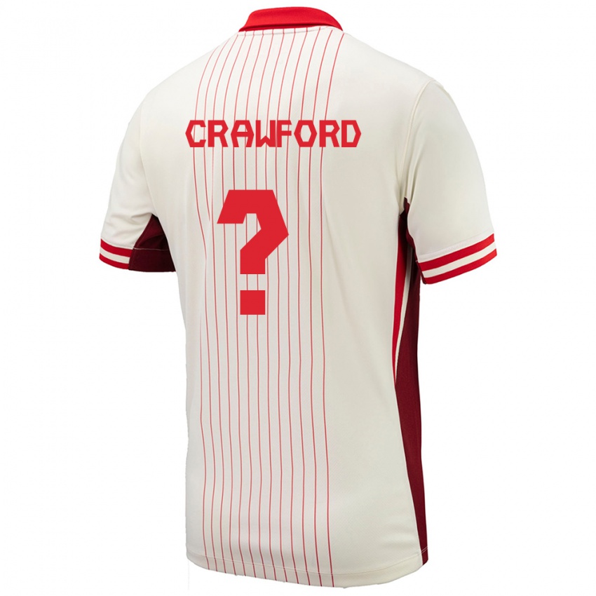 Hombre Camiseta Canadá Tyler Crawford #0 Blanco 2ª Equipación 24-26 La Camisa