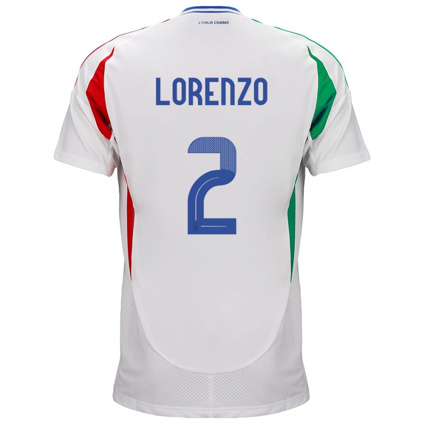 Hombre Camiseta Italia Giovanni Di Lorenzo #2 Blanco 2ª Equipación 24-26 La Camisa