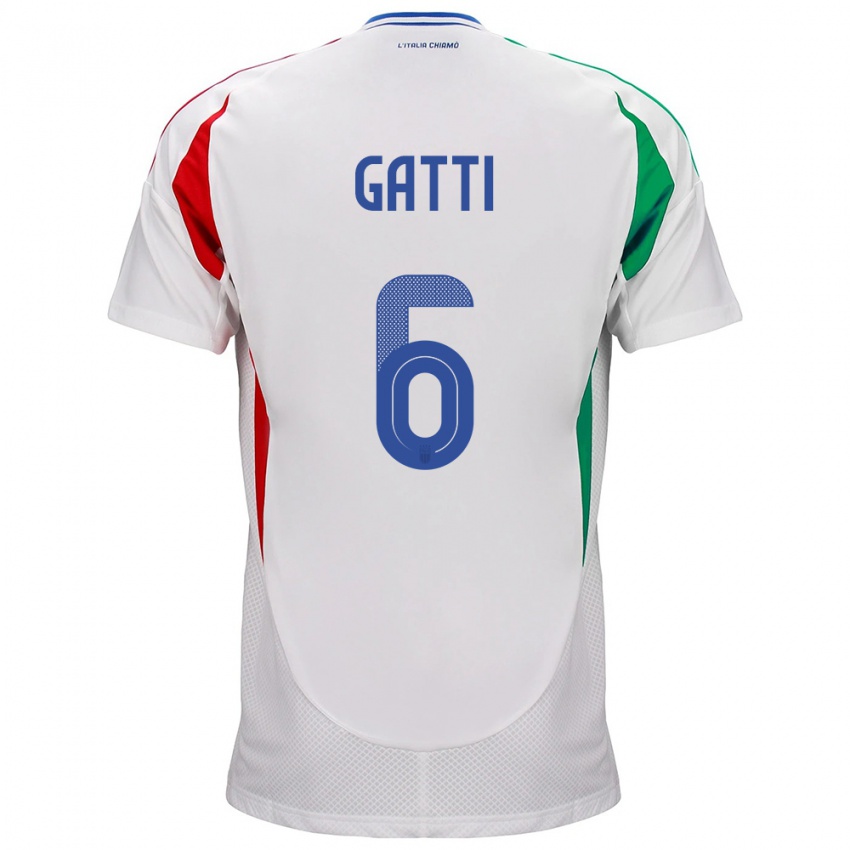 Hombre Camiseta Italia Federico Gatti #6 Blanco 2ª Equipación 24-26 La Camisa