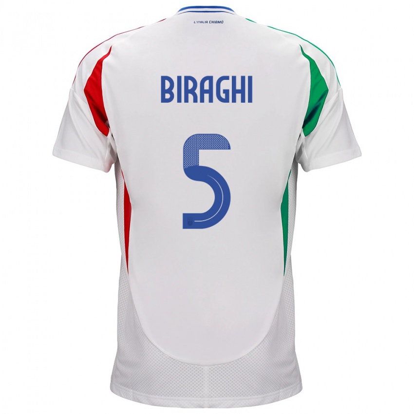 Hombre Camiseta Italia Cristiano Biraghi #5 Blanco 2ª Equipación 24-26 La Camisa