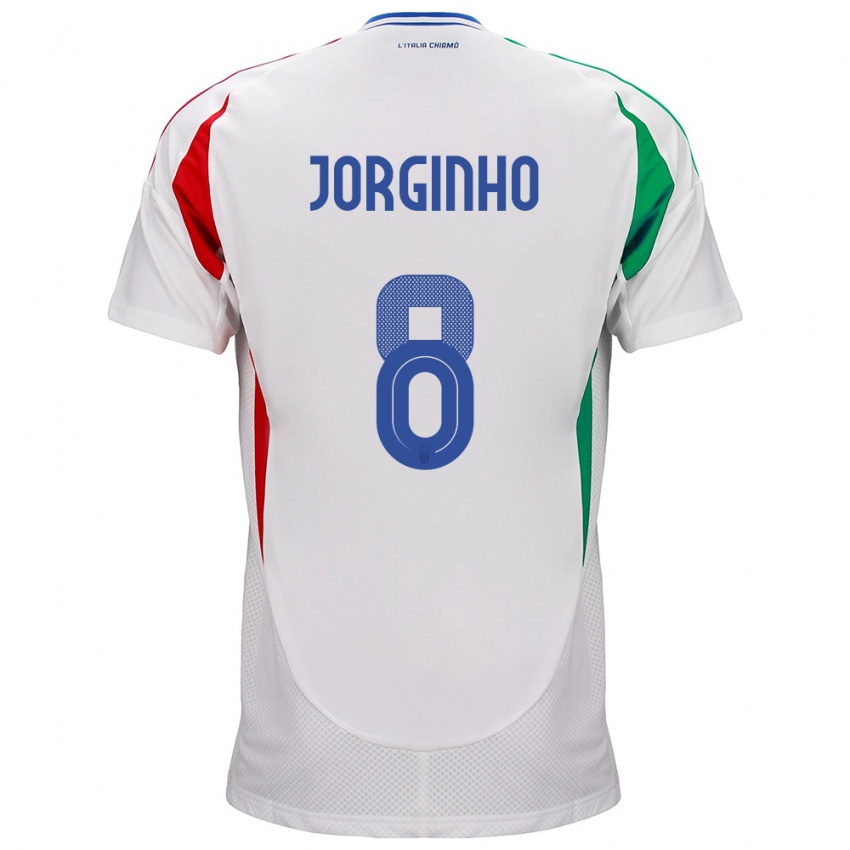 Hombre Camiseta Italia Jorginho #8 Blanco 2ª Equipación 24-26 La Camisa