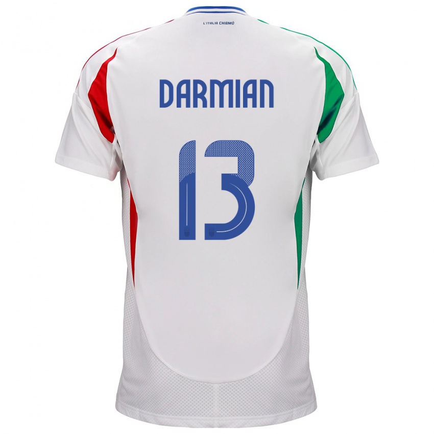 Hombre Camiseta Italia Matteo Darmian #13 Blanco 2ª Equipación 24-26 La Camisa