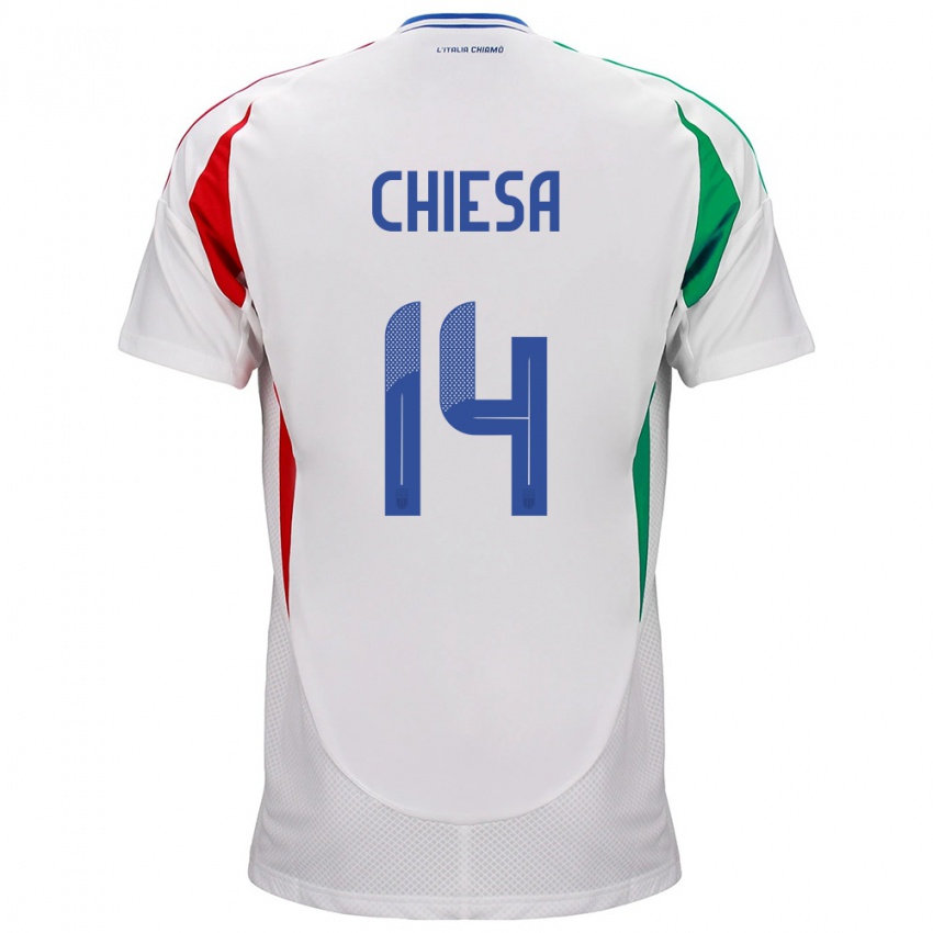 Hombre Camiseta Italia Federico Chiesa #14 Blanco 2ª Equipación 24-26 La Camisa