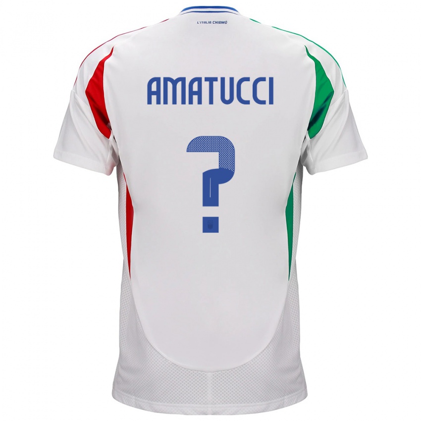 Hombre Camiseta Italia Lorenzo Amatucci #0 Blanco 2ª Equipación 24-26 La Camisa