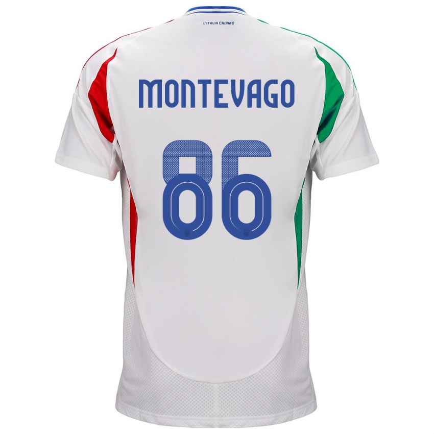 Hombre Camiseta Italia Daniele Montevago #86 Blanco 2ª Equipación 24-26 La Camisa