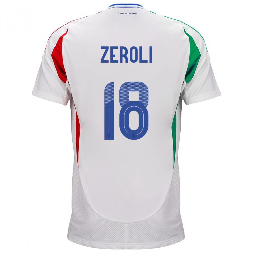 Hombre Camiseta Italia Kevin Zeroli #18 Blanco 2ª Equipación 24-26 La Camisa