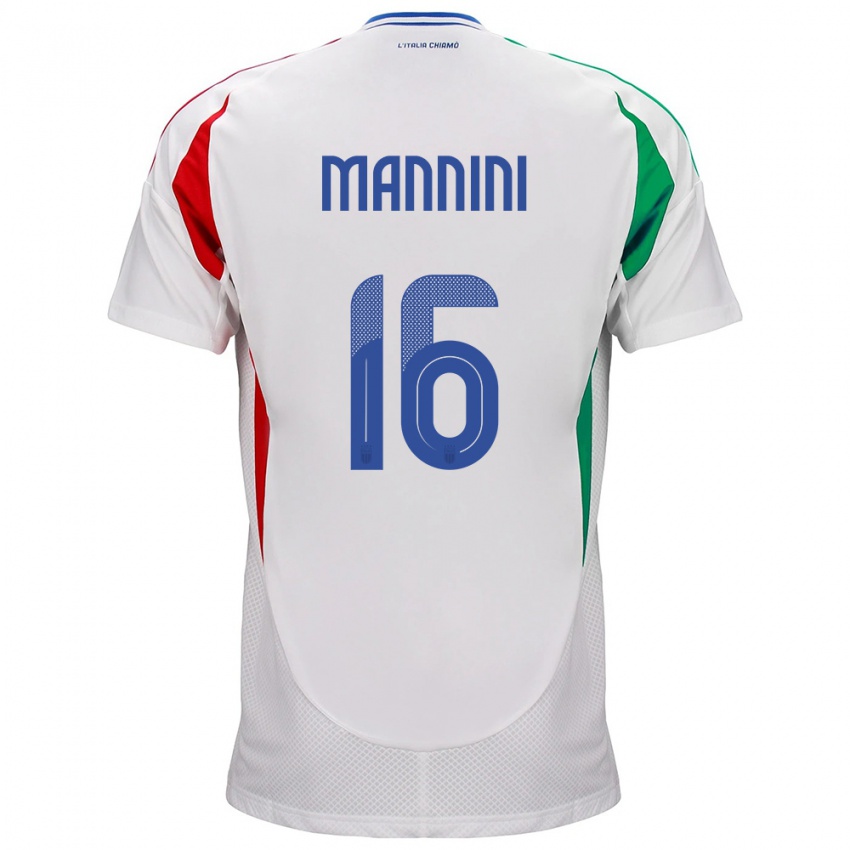 Hombre Camiseta Italia Mattia Mannini #16 Blanco 2ª Equipación 24-26 La Camisa