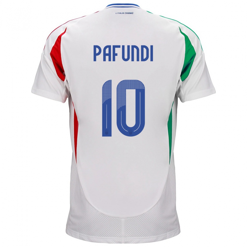 Hombre Camiseta Italia Simone Pafundi #10 Blanco 2ª Equipación 24-26 La Camisa