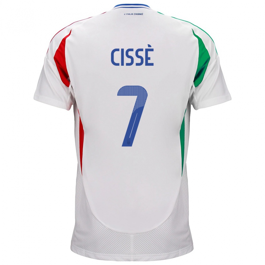 Hombre Camiseta Italia Alphadjo Cissè #7 Blanco 2ª Equipación 24-26 La Camisa