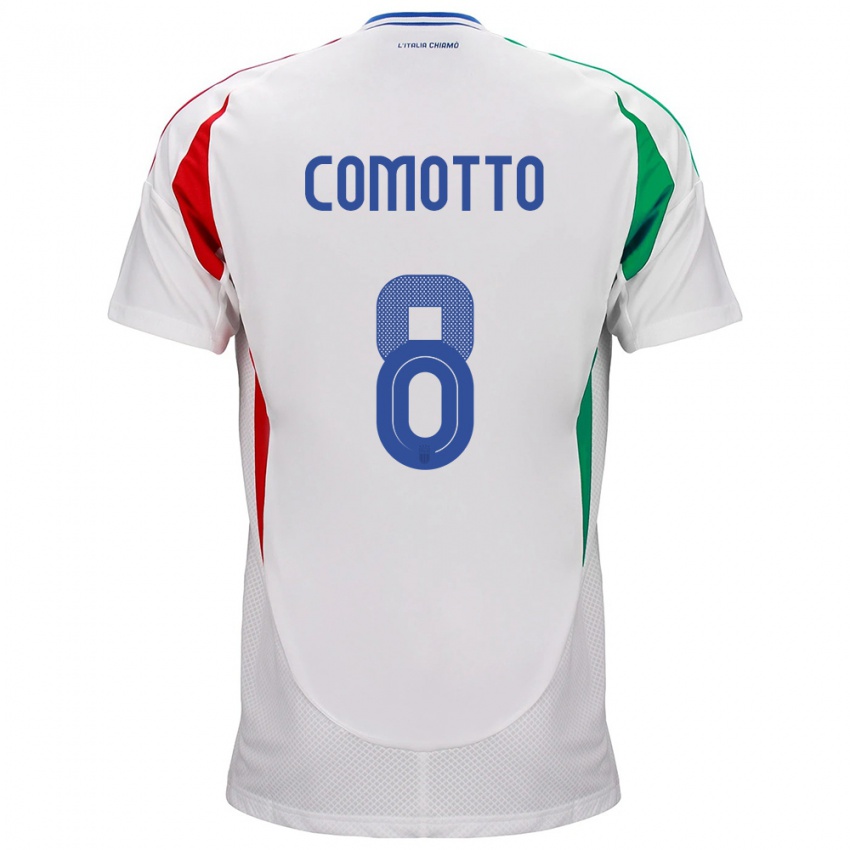 Hombre Camiseta Italia Christian Comotto #8 Blanco 2ª Equipación 24-26 La Camisa