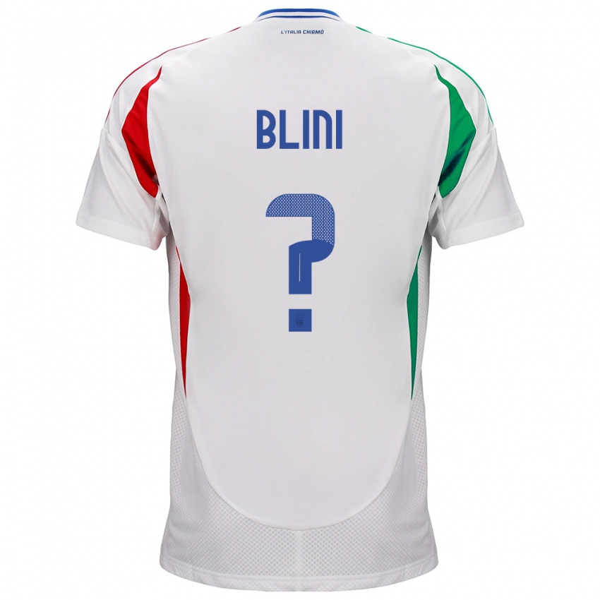 Hombre Camiseta Italia Oliver Blini #0 Blanco 2ª Equipación 24-26 La Camisa